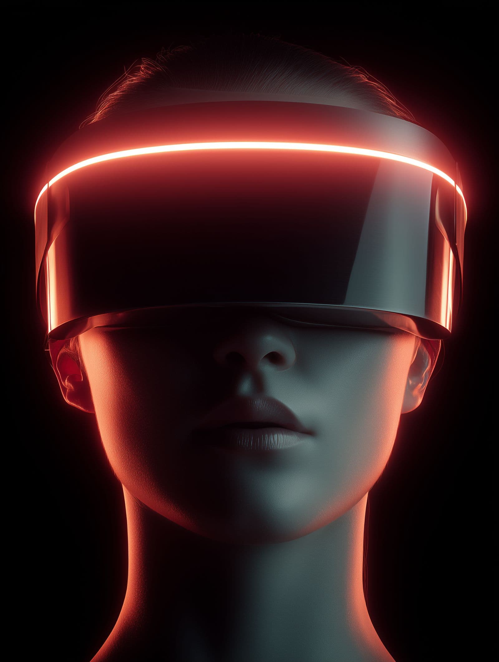 Especialista com headset em iluminação laranja